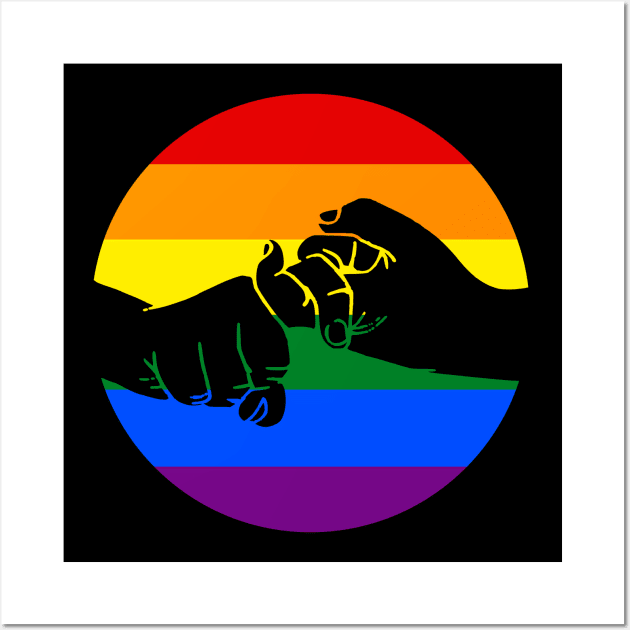 ASL sign for Friend (rainbow) Wall Art by teresacold